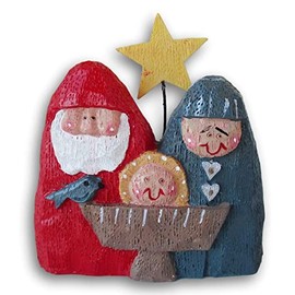 Christmas Mini Nativity Figurine Decor featuring Jesus, Mary, and Joseph - 3.5 x 4.25 Inches