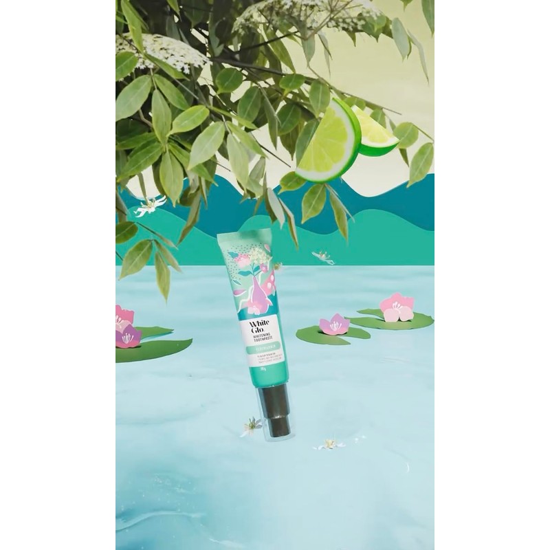 White Glo Elderflower Whitening Toothpaste 70g (Pack of 2) -