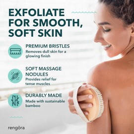 Dry Body Brush for Exfoliating - Natural Bamboo Skin Scrubber with Premium Bristles, Lymphatic Dry Brushing Body Brush for Showering, Exfoliating Tool Skin Renewal, Armpit Scrubber, Sauna Accessories