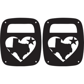 JeepTails Heart of Texas Tail lamp Light Covers Compatible with Jeep CJ or YJ and TJ Wranglers Black Set of 2