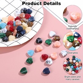 30Pcs Healing Crystals Heart Stones, Natural Healing Crystal Gifts, Love Hearts Gemstones, Multi Polished Pocket Stone for Stress Relief Reiki, Chakra Healing, Meditation, Balancing Yoga