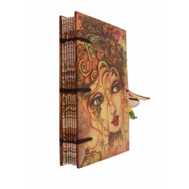 Purpledip Vintage Diary 'The Enchantress': Handmade Paper Journal with Beaded String Closure (11307)