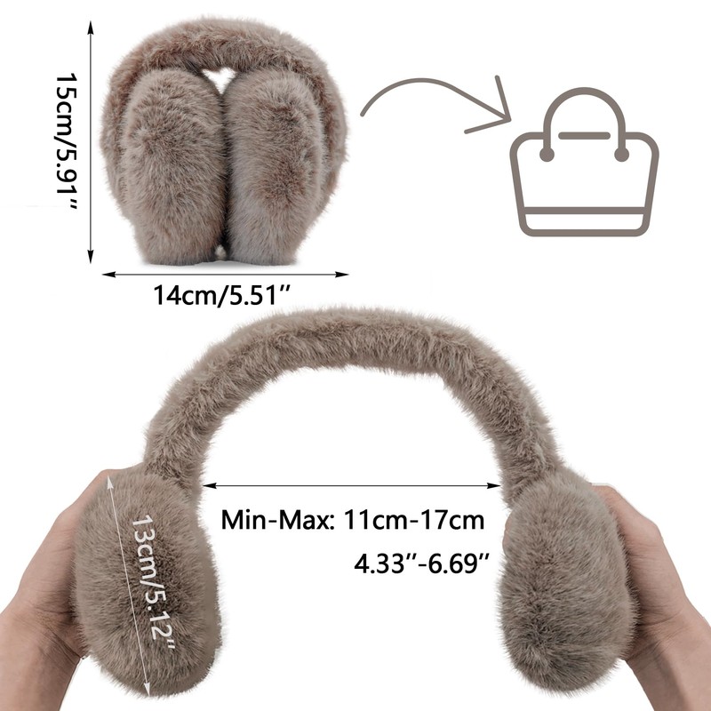 AUSUAYA Fuzzy Earmuffs, Foldable Warm Plush Earmuffs Ear Warmers for