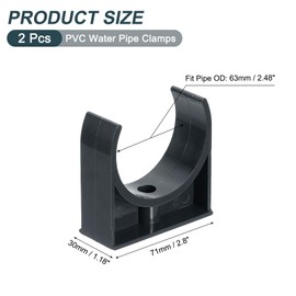sourcing map 2Pcs PVC Water Pipe Clamps Clips, U-Shaped Tubing Hose Buckles, Irrigation Tube Holder for 63mm OD for TV Trays Tubing Hose Hanger Support Tubing, Black