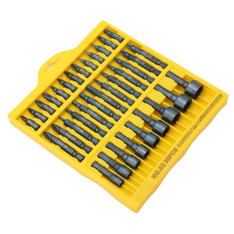 35Pcs Screwdriver Bit Set Magnetic S2 Steel 1/4in Hex Shank