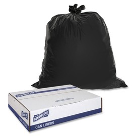 Genuine Joe GJO01532 Heavy Duty Low-Density Puncture Resistant Trash Bag, 30 Gallon Capacity, 1.50 mil Thickness, Black (Box of 100)