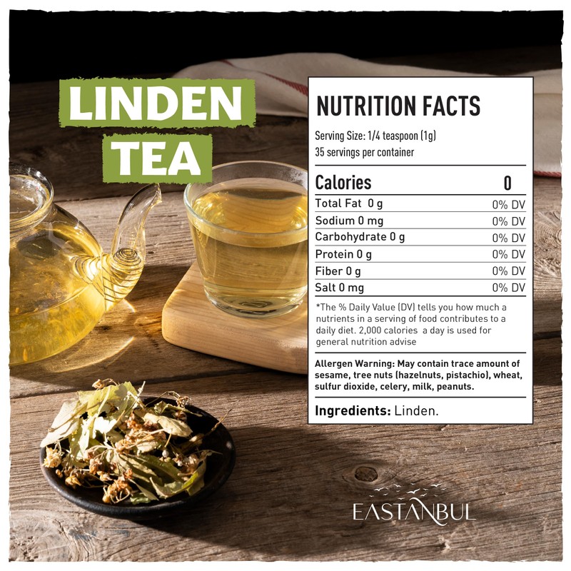 Eastanbul Linden Tea, 1.23oz, Linden Flower Loose Leaf Tea, AKA