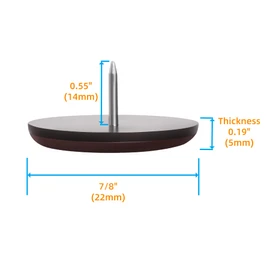 Furniture Glides Sliders-Furnigear PTFE (Teflon) Chair Leg Movers Sliders for Carpet and Hardwood Surface - Move Your Furniture Easy & Safely - Best Floor Protector (7/8" Nail, Brown-24 Pack)