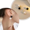 Black and White Earrings for Women, Vintage Hypoallergenic Front Back