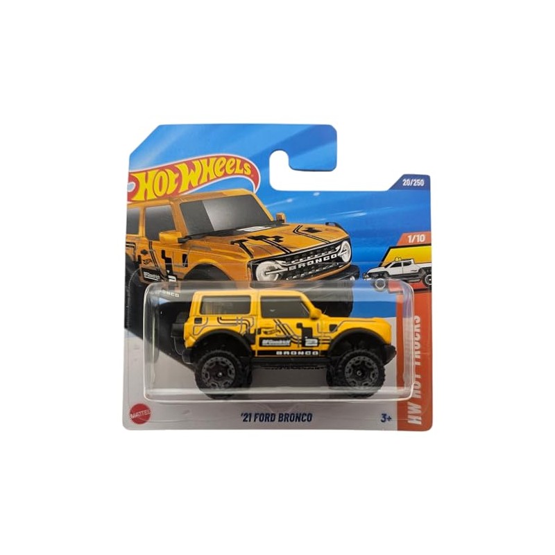 Hot Wheels '21 Ford Bronco, Yellow Die-Cast Model Car, 1/10