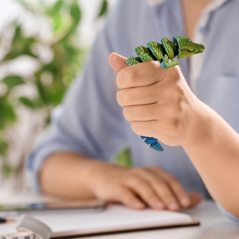 TEAONE 3D Printed Crocodile, 3D Printed Animal Toys for Desktop
