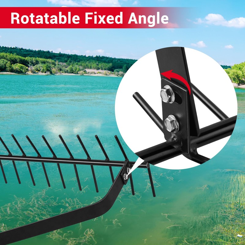 YIVIKPE 32" Aquatic Weed Rake, 6.3" Steel Rod Lake Weed