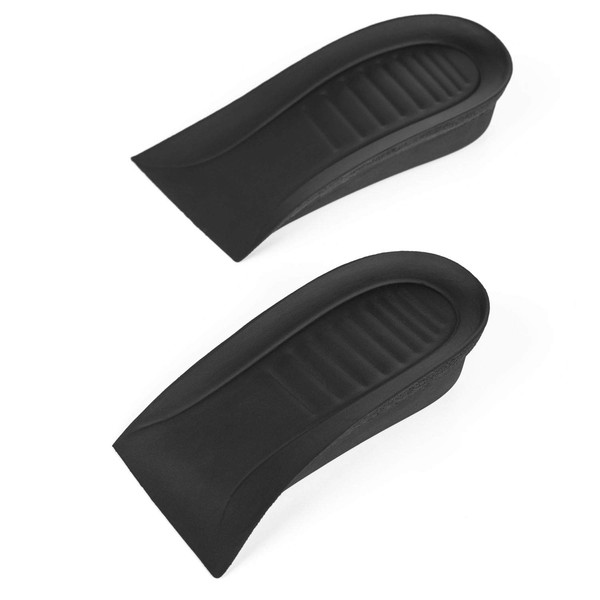 Height Increase Elevator Shoes Faux Leather Upper Half Insole - 1 Inches Taller (Black)