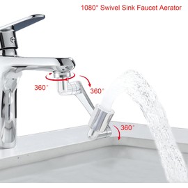 Extensor de llave giratorio de 1080°, 2 modos de pulverización, aireador multifuncional giratorio universal de 360°, filtro de extensión de llave de agua para fregadero, baño de cocina, brazo robótico