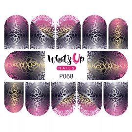 Whats Up Nails P068 Wrought Iron Roses Water Decals Sliders for Nail Art Design