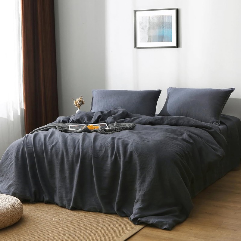 S VICTORY SYMBOL Pure Linen Duvet Cover Set,100% French Linen