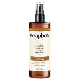 Soapbox Mane Tamer, Leave-In Conditioner Spray to Tame Frizz, Smooth Fly Aways, Hydrate, Add Shine & Detangle Dry, Damaged Hair, Paraben Free, Vegan (8oz)