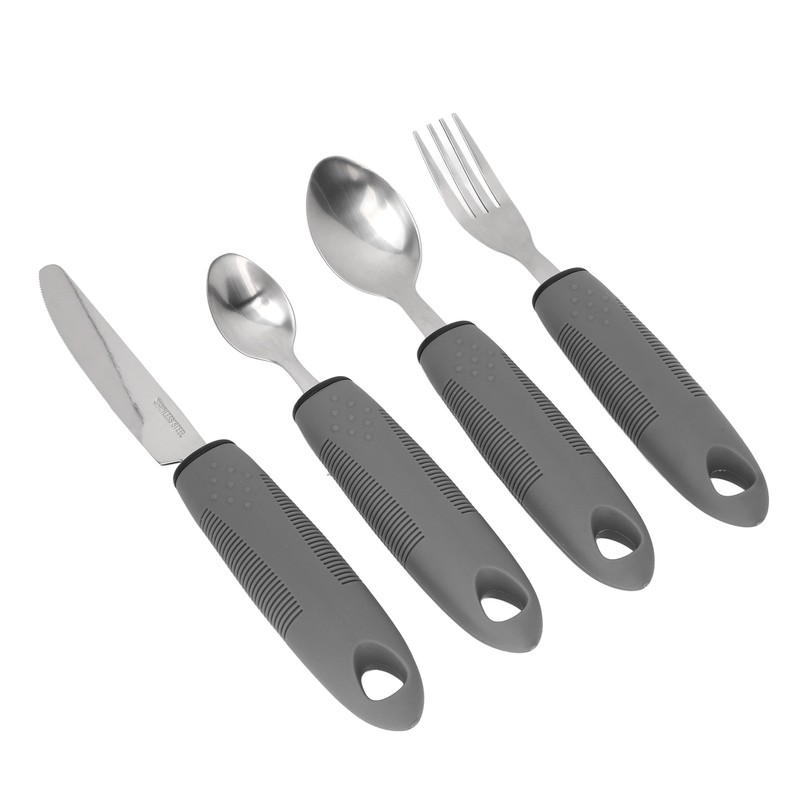 4Pcs Adaptive Utensils Weighted Non Slip Rubber Handle for Hand