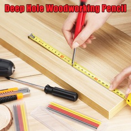 Carpenters Pencil Set - Incl.12 Tracer Pencil Refills with Three Colors + Sharpener, Solid Mechanical Pencils for Builders Joiners Construction