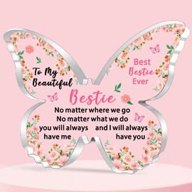 JETTOP Bestie Gifts for Women Gifts for Bestie Birthday Xmas Gifts for Bestie Butterfly Plaque Acrylic Best Bestie Ever