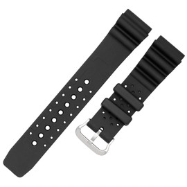 Klefer KU-20 Watch Strap, 0.9 inches (22 mm), Urethane, Water Resistant, Easy, Includes Tools, Black, Black, Casual