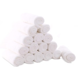 Cute Castle Ultra-Soft Baby Washcloths, 16 Pack - 9" by 9", Gentle on Sensitive Skin for Face and Body, Plush, Super Absorbent Wash Clothes for Girls and Boys, White