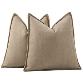 Madizz Textured Chenille Cushion Covers Set of 2 Super Soft Decorative Throw Pillow Covers Boho Pillowcases Modern Home Decor for Sofa Bedroom 16x16 inch, 40x40 cm, Light Taupe