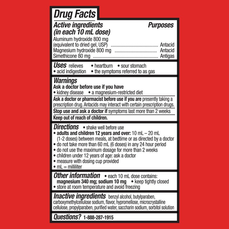 Equate Maximum Strength Antacid Liquid, Cherry, 12 fl. Oz.