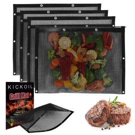 BBQ Mesh Grilling Bags Set 4 Large Grill Accessories BBQ Tools Reusable Non-Stick Grill Bag for Charcoal Gas Electric Smokers Pitmasters Camper Heat Resistant Barbecue Bag Vegetables Grilling Pouches