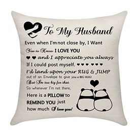 IVELECT Husband Gifts from Wife Husband Throw Pillow Cover Cushion Case Cushion Cover Husband Birthday Gifts Valentine's Day Gifts (husband)