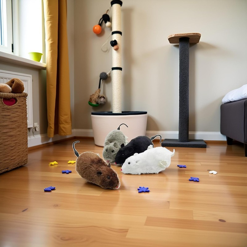 WLSuDHoncc Furry Mice Cat Toy Wind Up Realistic Mouse Toys