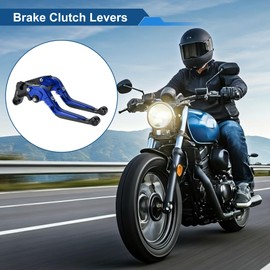 A ABSOPRO Short Long Brake Clutch Levers for Yamaha YZF R1 1999-2001 Adjustable Motorcycle Handlebar Brake Lever Aluminum Alloy Blue Handle Black End