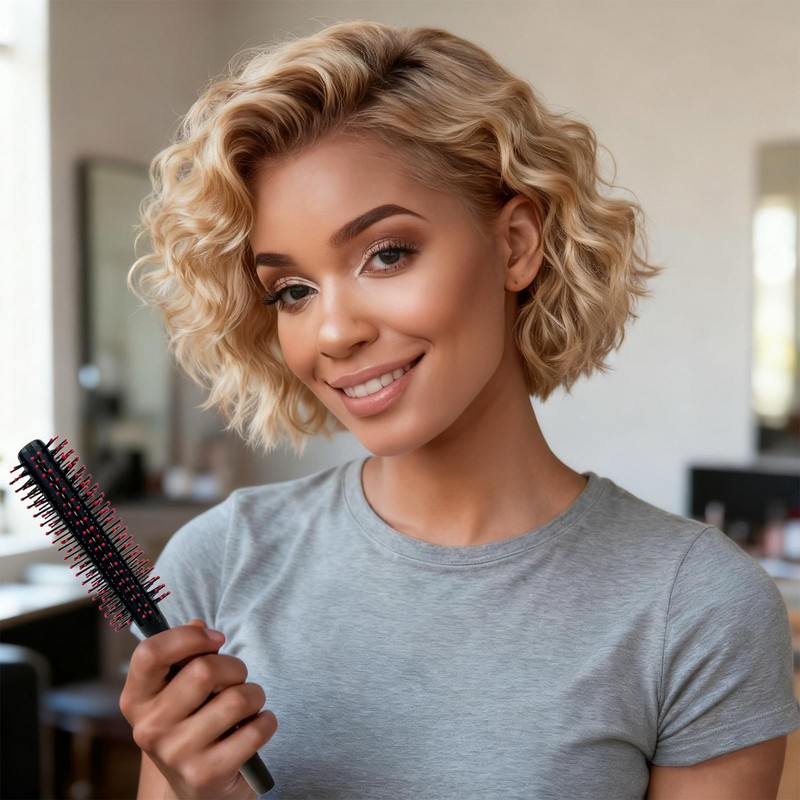 Styling Curling Comb, Round Brush for Blow Drying, Detangling, and