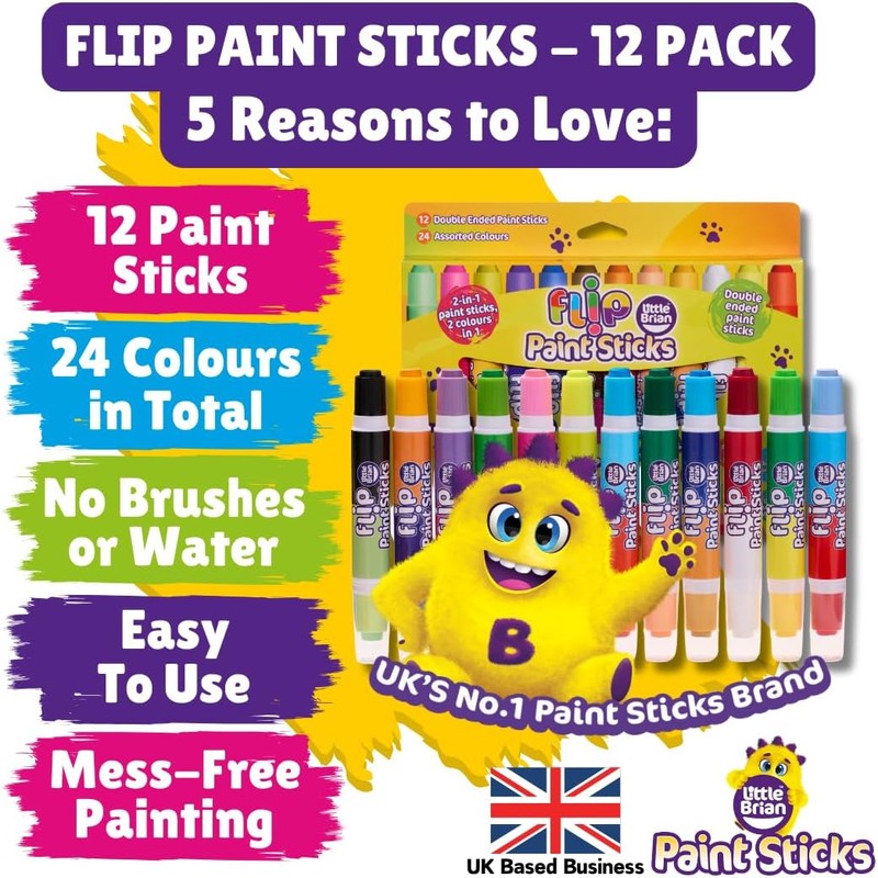Little Brian Flip Paint Sticks For Kids - 12 Pack