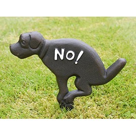 Cast Iron Garden No Dogs Fouling Poo Warning Sign Dog Plaque Stake