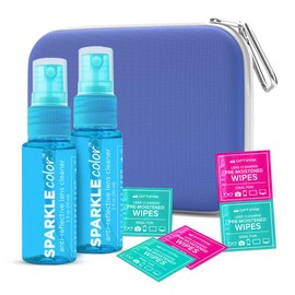OPTIPAK Sparkle Anti-Reflective Lens Cleaner Spray Kit - (2) 1oz Glasses Cleaner Sprays, (5) Pre-Moistened Lens Wipes & (1) Multipurpose Pouch for Eyeglasses, Lenses & Camera Cleaning Kit(8 Piece Set)