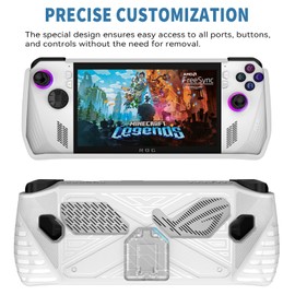 KOEBSHPE Silicone Case for ASUS ROG Ally(2023) with Foldable Kickstand, Accessories for ROG Ally Including Anti-Slip & Shockproof Cover Skin for ROG Ally and 4 Thumb Grip Caps (White)