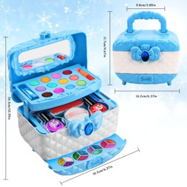 KIDS CHOICE Set de Maquillaje para Niñas 43 Pzs,Kit de Pinturas Maquillaje Lavable,Estuche de Cosméticos Niña Incluye Sombra de Ojos,Pintalabios,Brochas Maquillaje etc.Juego de Maquillaje.