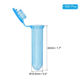 PATIKIL 2ML Plastic Centrifuge Tubes, 500 Pcs Round Bottom Centrifuge Tube with Snap Cap and Graduated Marks for Laboratory Sample, Blue