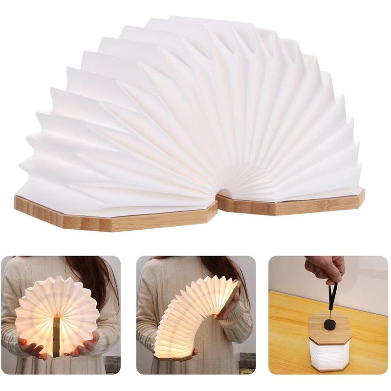 Novelty Wooden Book Light Folding Organ Light USB Rechargeable Night