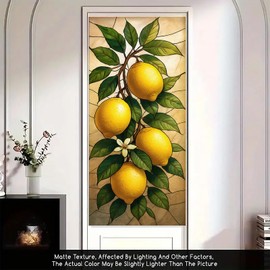 Starlit Patio Lemon Tree Window Film Stained Glass Style Privacy Panel Static Cling No Glue Decorative Cover for Kitchen Door Pantry Entryway 17.7x39.3 inch