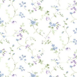 Manhattan Comfort NWPR33823 Everett Vinyl Painted Floral Trail Wallpaper, Green