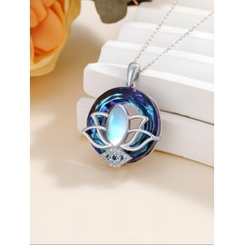 WINNICACA Evil Eye Lotus Necklace for Women 925 Sterling Silver Protection Amulet Jewelry Good Luck Healing Crystal Necklace Spiritual Gift for Her Birthday Anniversary Mothers Day Gift for Wife Girlfriend Daughter