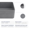 Vessel Sink 16"X12" Concrete Bathroom Sinks Rectangular Vessel Sinks for