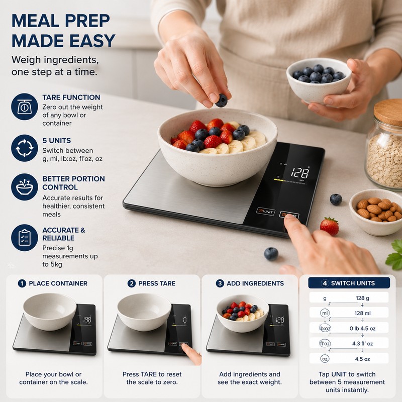 Smart Nutrition Food Scale for Meal Prep – 11LB Stainless