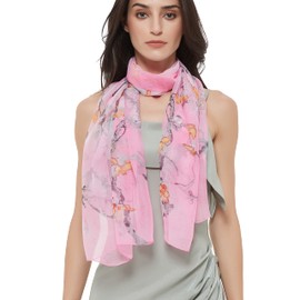 PANTONIGHT Long Chiffon Sheer Scarf For womens (pink 742)