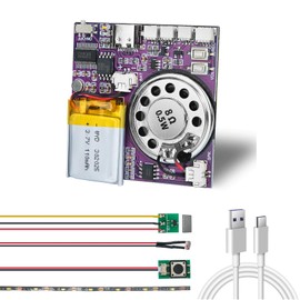 XLW Sound Module, 16MB Push Button, Magnetron, Light Control Activated Recordable Voice Sound Chip Module with LED Light Strip, Speaker, for Greeting Card Audiobook, Xmas Presents Boxes, Kids's Toys.