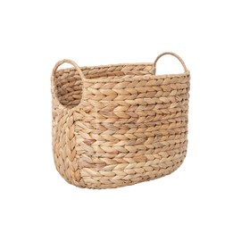 DGANXUN Water Hyacinth Wicker Basket, Woven Storage Basket with Built-in Handles, Wicker Blanket Basket for Organizing, Shelves, Bedroom, Living room, 1 Pack