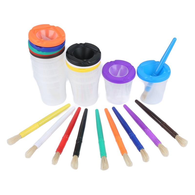 10 Pieces Spill Proof Paint Cups Kids Painting Set with