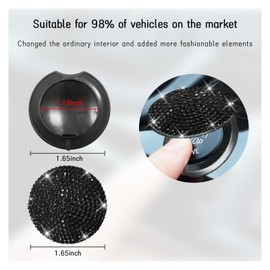 Bling Car Push to Start Button Cover, Anti Scratch Ignition Button Protective Cap, Crystal Rhinestone Engine Button Sticker, Universal Auto Interior Decor Accessories (Black)